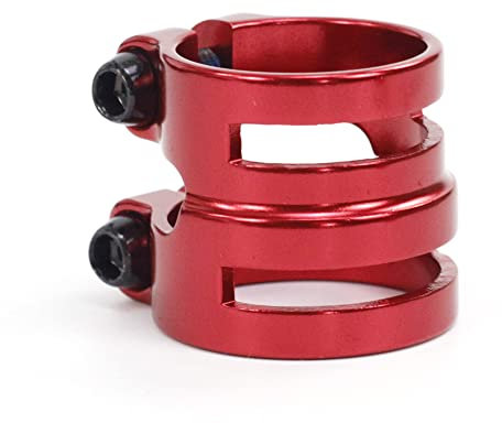 HESHUWEN Sattelklemme Aluminium-Doppelsattelstützen-Kragenklemme 27,2/31,8 mm 31,8/34,9 mm 30,9 mm for Rennrad MTB Carbonrahmen Laufrad Sattelklemme(Red 27.2 31.8mm)