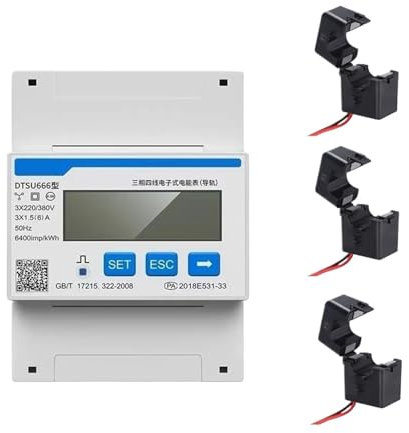 AIRUIXI Stromzähler DDSU666 DTSU666 80A Din-Schienen-Digitalvoltmeter Strom Leistung Elektrische Energie KWH Meter Volt Ampere Modbus RS485 AC 230V 380V(DTSU 3CT250A)