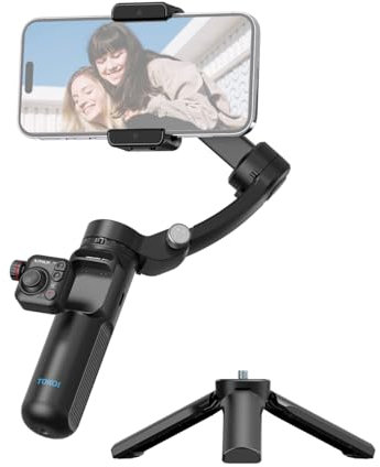 Qukaim TOKQI M02 Handheld 3-Axis Gimbal Stabilizer for Phone, Anti-Shake with Detachable Remote Control Mini Tripod, Max. 280g Payload, Compatible with and Android Phones