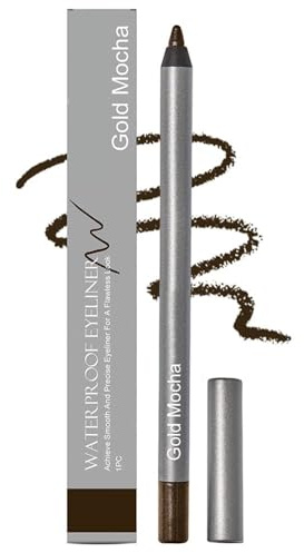 1440-Minuten-Longwear-Eyeliner, wasserfester Eyeliner-Stift mit natürlicher Kontur und mattem Glitzer, geschmeidiger und leicht aufzutragender farbiger ultra-pigmentierter Gel-Liner (Gold Mocha)