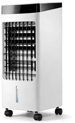 Kwanner 4L 3-in-1 Evaporative Air Cooler White, Quiet Portable Cooler Humidifier with 3 Speeds/3 Modes, 60° Oscillation, Remote Control, 7.5H Timer & 4 Ice Packs for Home Office Bedroom