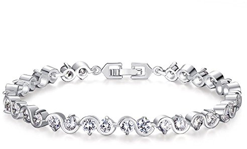 Kim Johanson Damen Tennis Armband *Lucy* in Silber mit weißen Kristallen besetzt rhodiniert inkl. Schmuckbeutel