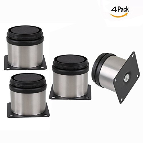 OFKPO 4 pcs Réglable Pieds de Meubles Armoire Pieds Métal Réglable INOX Cuisine Ronde 50 x 60 x 50mm