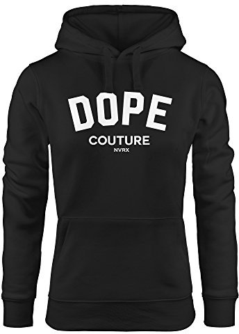 Neverless Hoodie Damen DOPE Couture Kapuzen-Pullover schwarz L