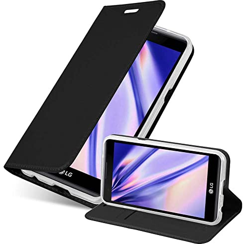 Cadorabo Hülle kompatibel mit LG X Power aus Premium Kunst Leder Flip Klappbare Stoßfeste Magnetische [Standfunktion] [Kartenfächern] Cover Hülle für LG X Power Tasche in Schwarz