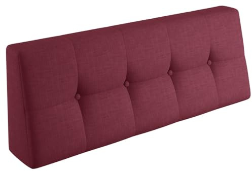 sunnypillow Palettenkissen für Gartenmöbel - Rückenkissen 120x40x20/10cm - Rückenpolster für Bett und Sofa - Palettenpolster für Palettenmöbel - Gesteppte Kissen mit Knöpfen - Rückenlehne Red