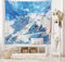 ABAKUHAUS Winter Wandteppich und Tagesdecke, Snowy Mountain Ski aus Weiches Mikrofaser Stoff Waschbar ohne Verblassen Digitaldruck, 230 x 140 cm, Weiß Blau