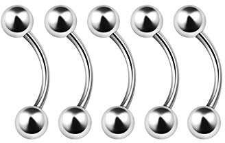 KJM FASHION 5 Stk Chirurgenstahl Banane Ohr 0.8 mm 20g 6 mm 1/4 Stahl Kugel Lip Eyebrow Tragus Cartilage Ohrringe Helix Piercing Schmuck 4878
