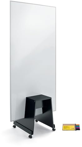 SIGEL MUB04 Meet up Set aus 1x mobiles Whiteboard 90x180cm, magnetisch, beidseitig beschreibbar, silberner Rahmen, 1x Aufsteller und 4 Board-Marker