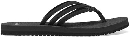 Sanuk Women's Yoga Sandy | Flip Flops for Women | Yoga Sandals For Women | Memory Foam Footbed, Schwarz, 42 EU