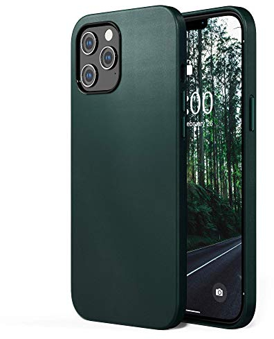 SURPHY Leather Case Compatible with iPhone 12 Pro Max Case 6.7 inch, Premium PU Leather Case Cover (with Metallic Buttons & Microfiber Lining) for iPhone 12 Pro Max, Green