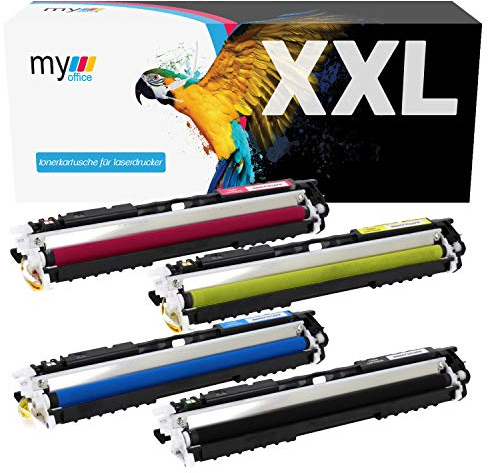 MYOFFICE CF350a CF351a CF352a CF353A Kompatible Tonerkartusche als Ersatz für HP HP Color Laserjet Pro MFP M176 N MFP M177 F CMYK BK 1300 Seiten 100 Seiten CMY 4er Pack