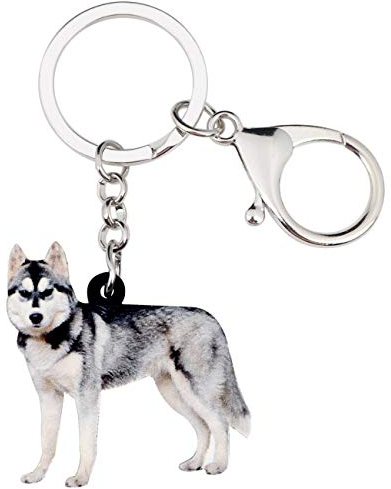 NEWEI Acryl-Hunde-Schlüsselanhänger für Frauen und Mädchen - Süße Hunde-Schlüsselanhänger mit Gifs (Sibirischer Husky-Hund)