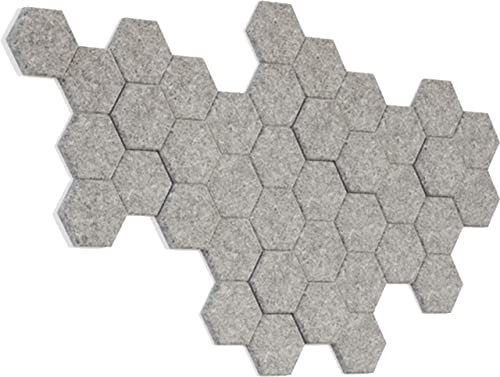 bümö® Akustik Waben Set (12-tlg) - Wandbild aus Akustikvlies in grau meliert