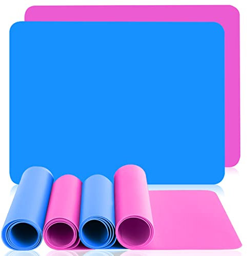 Silikonmatte,Silikon Matte Unterlage,4 Stück Silikonmatten für Epoxidharz,Antihafte rutschfeste Silikon Unterlage,Tischmatte,Bastelmatten,Napfunterlage Silikon