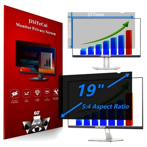 JiSiTeCai 19 Inch 5:4 Computer Privacy Screen Filter for Monitor - Privacy Shield and Anti-Glare Protector (14 13/16 x 11 7/8)