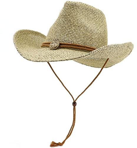 Bemvp Sombrero De Paja De Vaquero Occidental Gorra De Playa Retro De Moda Sombrero De Visera De Ancha para Exteriores para Hombres Y Mujeres