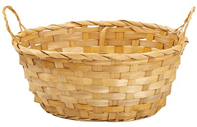 Package of 5 Bamboo Wicker Hampers With Handles Gift Hampers Retail Display Tray Bread Basket (Honey)