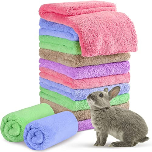 10 Stück Meerschweinchen Decken Fleece Haustier Decken Weiche Meerschweinchen Käfig Einlagen Haustier Schlafmatten Zubehör für Kleintier Hamster Welpe Katze (Gemischte Farben, 35 x 75 cm)