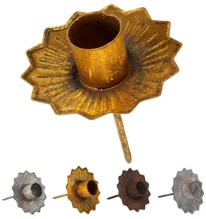 NETPROSHOP Kerzenhalter Durchmesser 7cm Krone zum Stecken für Stabkerzen/Tafelkerzen, Farbe:Gold Antik, Auswahl:7 cm