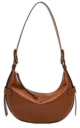 Fossil Damen Harwell Leder Hobo Geldbörse Handtasche für Frauen, Braun, Einheitsgröße