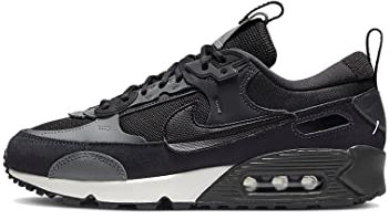 NIKE Air Max 90 Futura Women's Trainers Sneakers Fashion Shoes DM9922 (Black/Iron Grey/Oil Grey/Black 300) UK4.5 (EU38)