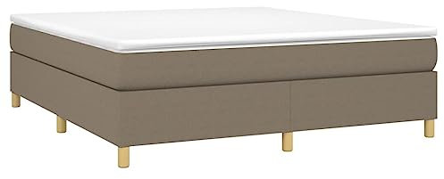 vidaXL Boxspringbett mit Matratze Bett Doppelbett Polsterbett Bettgestell Bettrahmen Hotelbett Lattenrost Schlafzimmerbett Taupe 180x200cm Stoff