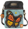 CHALA Crossbody Handy-Geldbörse, Damen, Canvas, mehrfarbig, Handtasche mit verstellbarem Riemen, Monarch-Schmetterling – Blau, Einheitsgröße