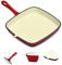 Home & Treat 24cm Cast Iron Square Griddle Frying Pan | Pre-Seasoned Non Stick 260°C Oven Proof Skillet Cookware Set All Hob | Easy Grip Handle (H&T-04)