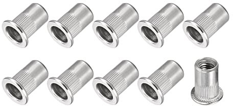 METALLIXITY Rivet Écrous (M8) 10 Pcs, 304 Inox Acier Moleté Fileté Insert Écrous - pour Meubles Mécaniques Attaches, Argenté
