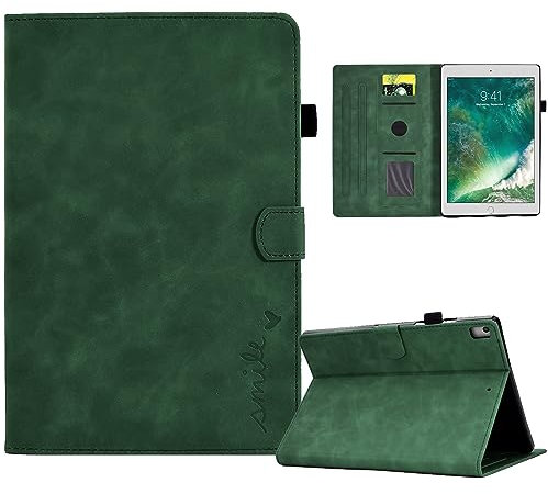 Aswant Coque Compatible avec iPad 9,7 Zoll (Modell 2018/2017, 6./5. Generation) / iPad Air 2/Air 1 - Ultra Mince Protection Tablette Cuir PU Fonction Support pour iPad 9.7 Zoll (Vert)
