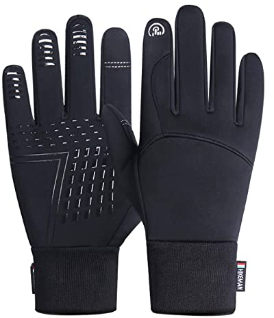 BenBoy Skihandschuhe Touchscreen Warm Handschuhe Laufhandschuhe Winterhandschuhe Motorrad Wasserdicht Thermohandschuhe Fahrradhandschuhe für Herren Damen ST6008-Black-M