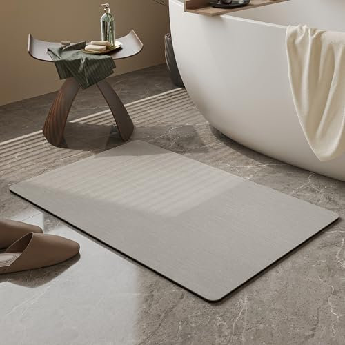Mecko Tappetino da bagno in gomma antiscivolo, ad asciugatura rapida, assorbente, sottile, adatto sotto la porta, lavabile, tappetino da doccia per la parte anteriore della vasca da bagno, lavandino,