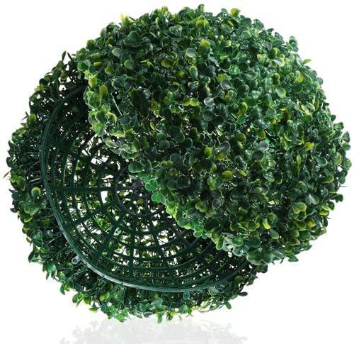 NUOBESTY Kunstrasen-Kugel Aus Kunststoff Für Pflanzen Topiary-Kugel Zum Aufhängen An Der Decke Künstliche Buchsbaumkugeln Hinterhof-Balkon-Gartenkugeln Für Hochzeitsfeier Dekoration 33 cm