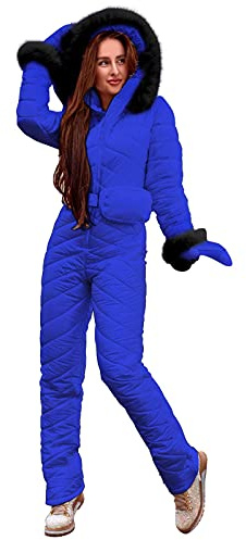 Skianzug Damen - Einteiliger Schnee-SkianzüGe Wasserdicht Snowboardjacke mit Kapuze Ski-Anzug Dicker Ski-Anzug Schnee Winter-Overall One Piece Ski Suit Outdoor Winddichte Jumpsuit