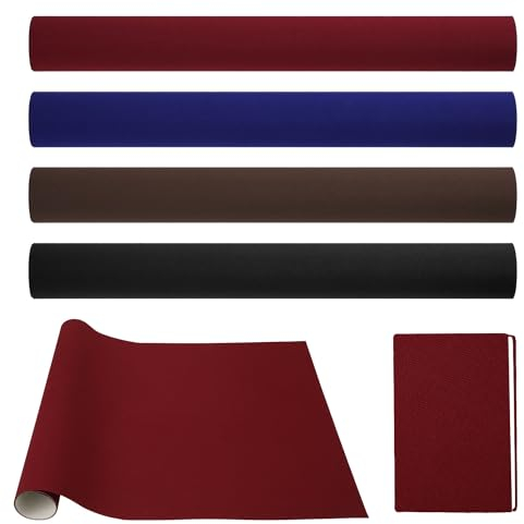 4 Stück Buchleinen, 102x41cm Buchleinen Zum Buchbinden Buchbindestoff Hüllen Oberfläche und Papierrückseite Bucheinband Schutzfolie für Bücher Alben Scrapbooking DIY-Bastelarbeiten (4 Farben)
