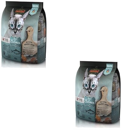 GF Salmon Adult | Trockenfutter für Katzen | 2 x 300 g | Frischer Lachs | Leonardo | Alleinfuttermittel | Getreidefrei mit Amaranth und Krill | 80 % tierisches Eiweiß | Doppelpack