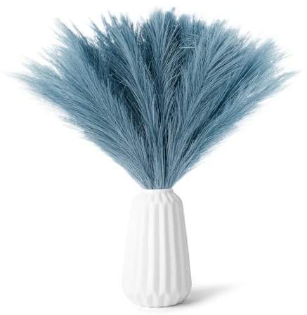 30 Piezas Pampas Secas Decoracion,Plumas Decoracion,Flores Secas,Ramas Secas Decorativas,Flor de Pampa Decor for Wedding, Living Room, Jarrones Boho Decor, Decoración Hogar (Azul)