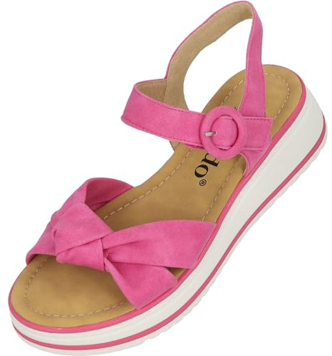Palado Sandalen Damen Ebelli – modische Pantoletten - elegante Sommerschuhe - bequeme Sandaletten mit verstellbaren Riemen Pink UK7 - EU40
