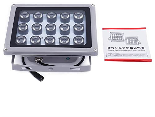 Xigner 15 LED IR Scheinwerfer 45° Strahler Lampe 12V Infrarot Strahler,Wasserdichte, für IP-Kamera, Überwachungskamera für Innen-und Außenbereich