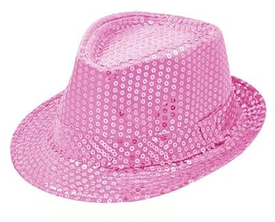 Think Jeck! Pailletten Hut Glitzer Damen & Herren, viele Farben zur Auswahl Karneval Mottopartys Kostümzubehör (Rosa)