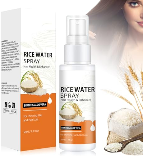 Reiswasser für Haarwachstumsspray, Biotin Haarwachstumsserum, Haarwachstum Spray mit Aloe Vera, Anti Haarausfall Haarpflegeöl, Haarwachstum Beschleunigen, für Gesünderes, Dickeres, Glatter Haar