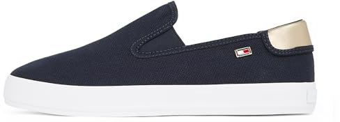 Tommy Hilfiger Sneaker con Suela Vulcanizada Mujer Canvas Slip-On Mocasín, Azul (Space Blue), 36