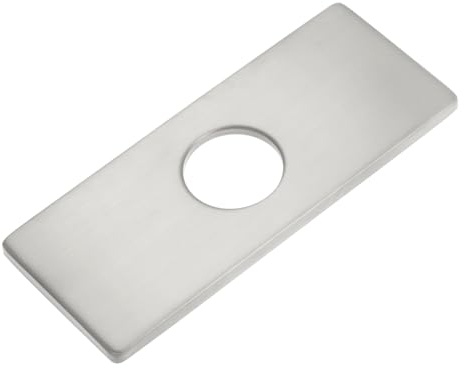 sourcing map 6 Inch Sink Faucet Hole Cover, Stainless Steel Square Deck Plate Faucet Escutcheon Kitchen Sink Plate for 1 or 3 Holes Kitchen Bathroom Sink, Silver Tone