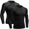 Niksa 2 Pack Long Sleeve Running Tops Mens,Base Layers Compression Top T-Shirts,Quick Dry Wicking Gym Athletic Training Workout Tee Shirts,Black Grey,M