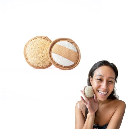 Loofahcrafts Luffa-Schwamm 2x Gesichtspeelingpads natürlicher ägyptischer Luffa-Pads Gesichtsreinigung Peeling-Pad Luffagurke Luffakürbis Gesicht Dusche Bad Skincare peeling schwamm Waschbar
