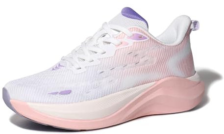 Hawkwell Cloud Zero Active Cushion für Damen, atmungsaktive Tennis-, Walking- und Fitnessschuhe, modische Sneakers, Fitness- und Krankenpflegeschuhe, Weiß/Rosa, Strick, EU 39