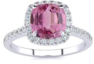 Althum 7mm x 7mm Rosa Turmalin Ring zur Verlobung 925 Sterling Silber Kissenschliff Oktober Geburtsstein Ring für Valentinstag