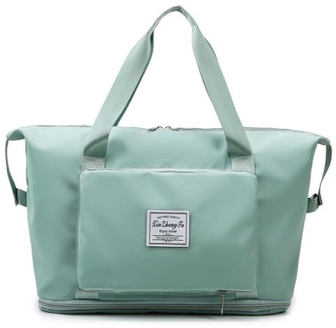 Cocoletti Reisetasche für Handgepäck, Faltbare Reisetasche mit Nassfach, erweiterbare Sporttasche, Trolley-Hülle, Schultergurt, Unisex Weekender (Grün)