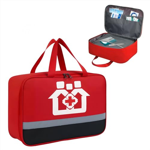 QINGZY Erste Hilfe Tasche Große 36x25x13 cm, Tragbar Rote Medikamententasche, Wasserdicht Reiseapotheke Tasche, Notfalltasche Leer Medizin Aufbewahrungstasche für Zuhause Büro Camping Wandern